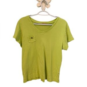 Fresh Produce T-Shirt Women's Extra large  Green V-Neck Pocket Tee‎ Solid Basic